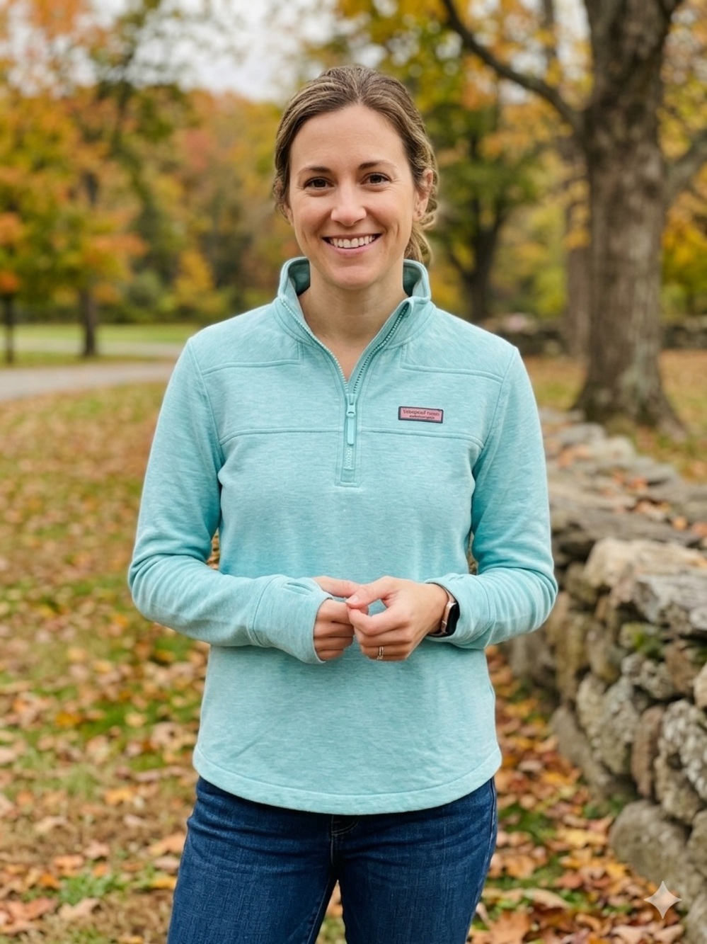 Vineyard Vines Women’s Aqua Half-Zip Pullover